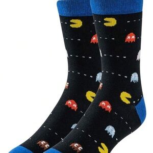 Pac-Man Themed Black and Blue Socks